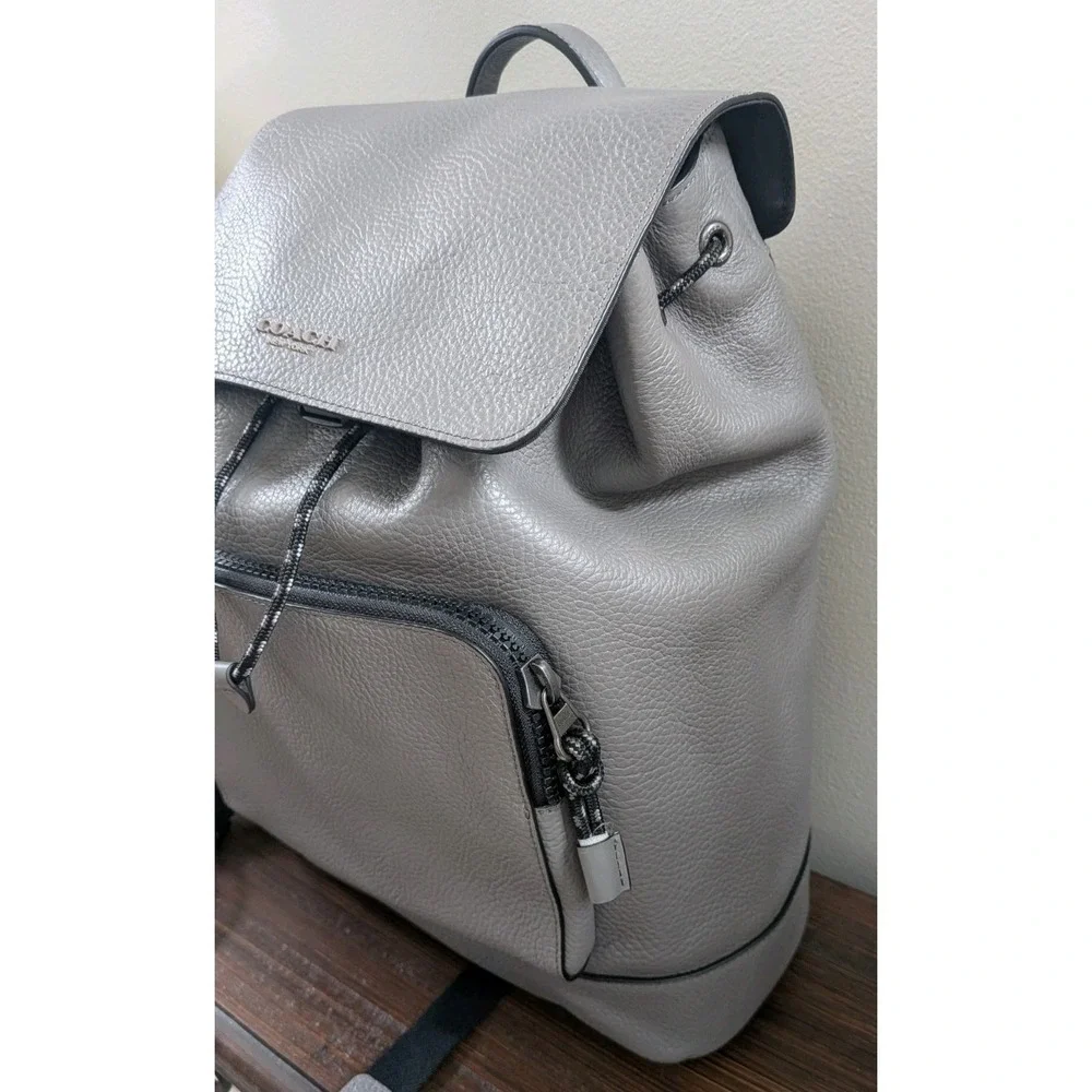 Coach C1280 Pebble Leather Light Grey Men's Backpack